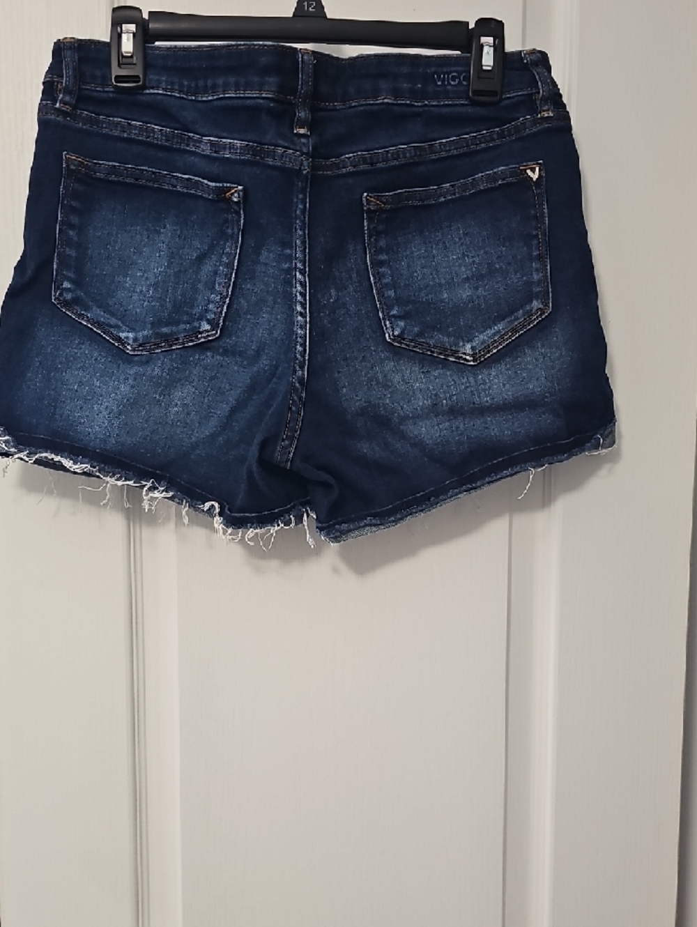 Vigoss Indigo Distressed Frayed Hem Denim Shorts - Picture 2 of 5